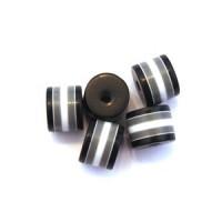 Perle tube rayé en acrylique noir x10