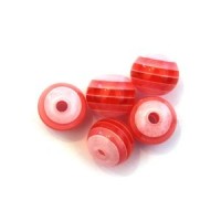 Perle acrylique rayée 8mm rose x10