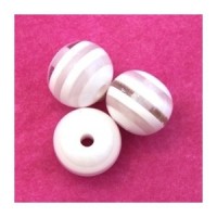Perle acrylique rayée 11mm blanc x10