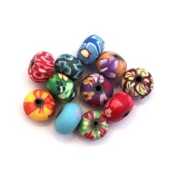 Perles fimo rondelles 9mm assortiment x20