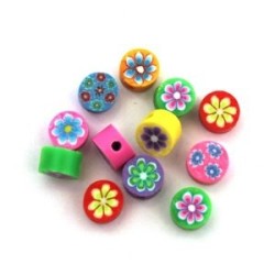 Perles disques en fimo 6mm assortiment x20
