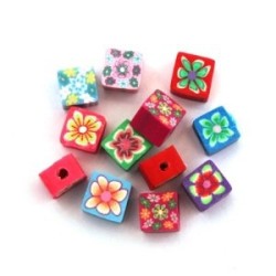 Perles fimo carrées 6mm assortiment x20