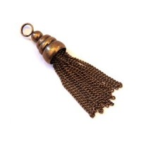 Grand pendentif pompon chainette bronze