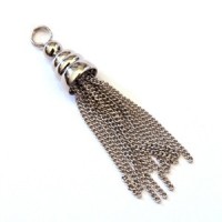 Grand pendentif pompon chainette vieil argent