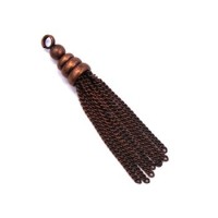 Pendentif pompon chainette cuivré