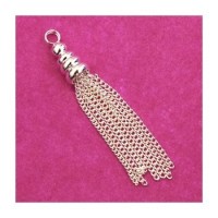 Pendentif pompon chainette argenté