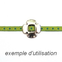 Perle passant métal fleur 19mm argenté