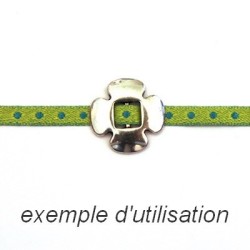 Perle passant métal fleur 19mm argenté