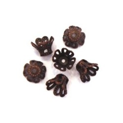 Perles calottes tulipe filigranées 7mm cuivre