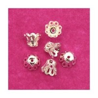 Perles calottes tulipe filigranées 7mm argenté