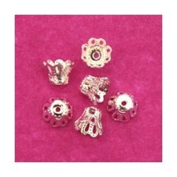 Perles calottes tulipe filigranées 7mm argenté