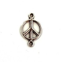 2 Perles connecteur peace n love 17mm argent vieilli
