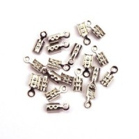 Embouts pince lacet fins 2x8mm vieil argent x50