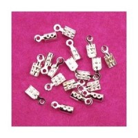 Embouts pince lacet fins 2x8mm argentés x50