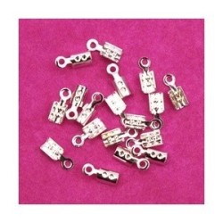 Embouts pince lacet fins 2x8mm argentés x50