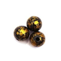 10 perles acryliques effet peinture 12mm or jaune