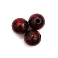 10 perles acryliques effet peinture 14mm bordeaux