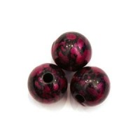 10 perles acryliques effet peinture 14mm violet