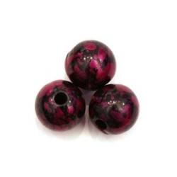 10 perles acryliques effet peinture 14mm violet