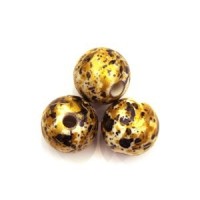 10 perles acryliques effect peinture 14mm jaune doré