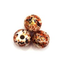 10 perles acryliques effect peinture 14mm orange doré