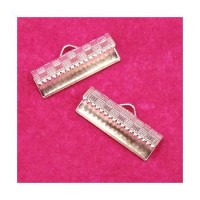 Embout Ruban - Serre fils 19mm argenté - Perlasara