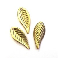 10 Perles Breloques Feuilles Doré Clair 27mm