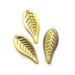 10 Perles Breloques Feuilles Doré Clair 27mm