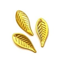 10 Perles Breloques Feuilles Doré 27mm