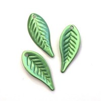 10 Perles Breloques Feuilles Vert 27mm
