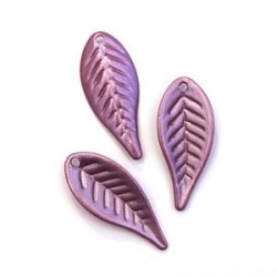 10 Perles Breloques Feuilles Lilas 27mm
