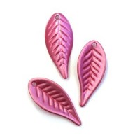 10 Perles Breloques Feuilles Rose 27mm