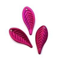 10 Perles Breloques Feuilles Fuchsia 27mm