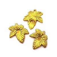 10 Perles Breloques Feuille Doré 21mm