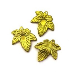 10 Perles Breloques Feuille Olivine 21mm