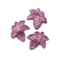 10 Perles Breloques Feuille Lilas 21mm