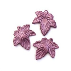 10 Perles Breloques Feuille Lilas 21mm