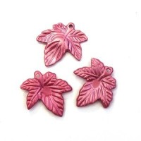 10 Perles Breloques Feuille Rose 21mm