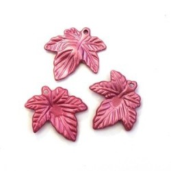 10 Perles Breloques Feuille Rose 21mm