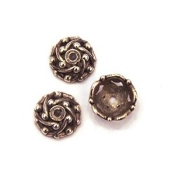 Perles CCB imitation métal - 10 perles coupelles 12mm argent vieilli