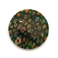 Perle disque millefiori 30mm vert foncé