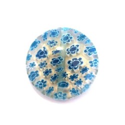 Perle millefiori disque 25mm turquoise