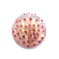 Perle millefiori disque 25mm blanc et rouge