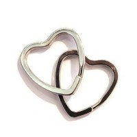 Anneau porte clés coeur 32mm vieil argent