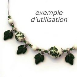 Perle feuille de vigne en verre topaze fumée x10