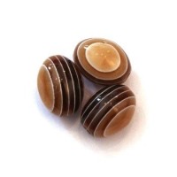 Perles ovales rayées en acrylique caramel