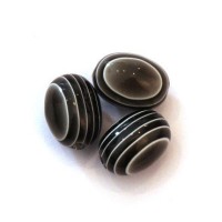 Perles ovales rayées en acrylique noir