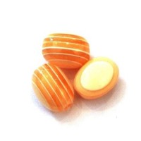 Perles ovales rayées en acrylique orange