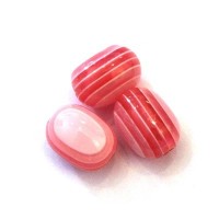 Perles ovales rayées en acrylique rose