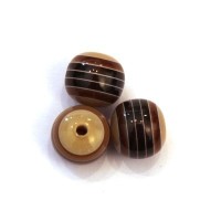 Perles rayées en acrylique marron 10mm